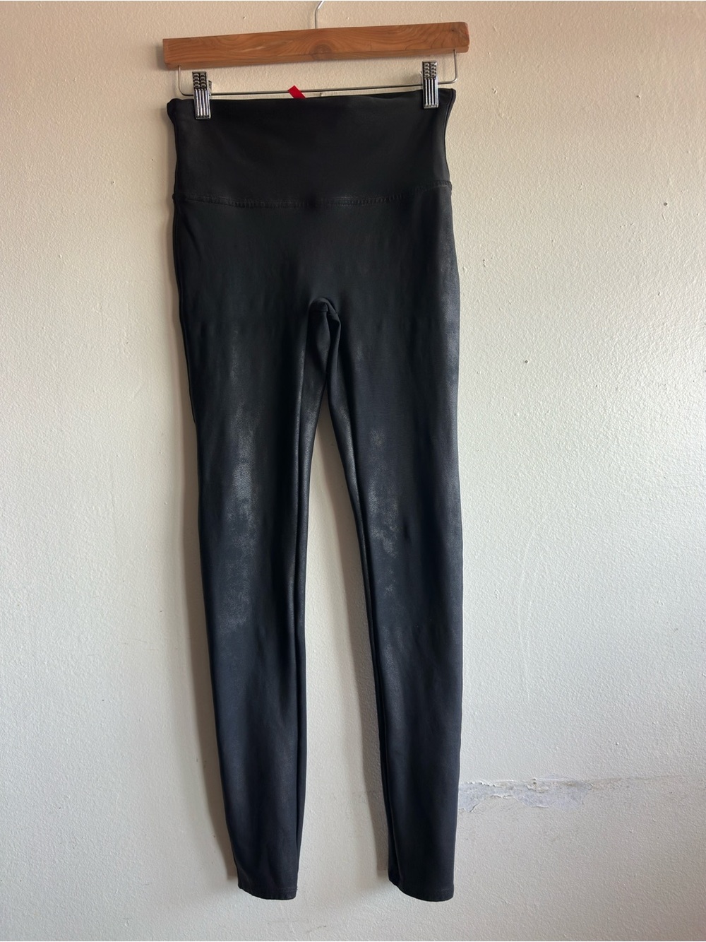 SPANX Black Shiny  High-Waist Leggings Size M